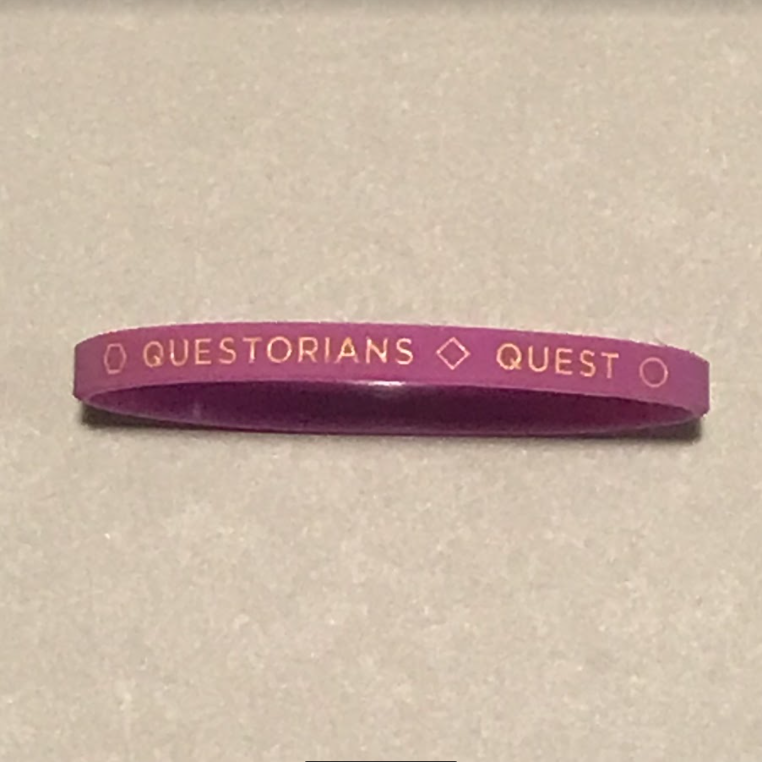 Purple silicone wrist band with Questorians Quest Logo